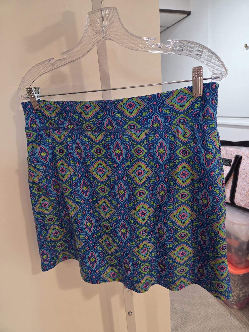 Blue Printed Women's Skort with Green & Pink Accents